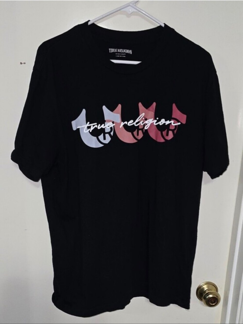 True Religion Black Tee with White Logo Print - Picture 2 of 5